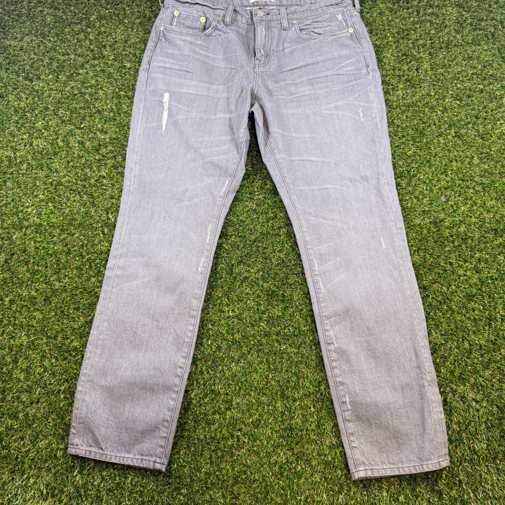 Madewell Slim Boyjean Grey‎ Distressed Slim Fit Denim Jeans Size 30